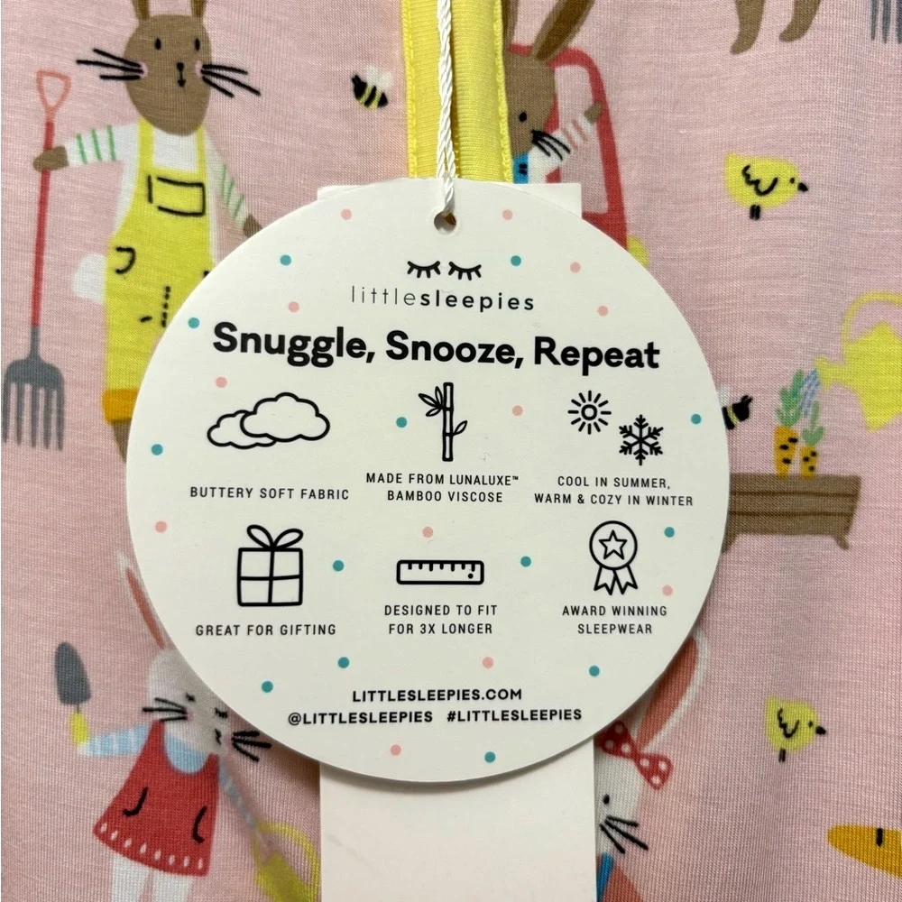 NWT Little Sleepies Hop To It Bunnies Zippies Bamboo Convertible Sleeper